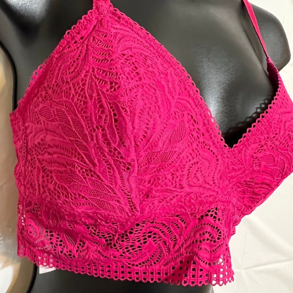 Auden Hot Pink Lace Bralette Strappy Back Lightly Lined - Picture 5 of 9